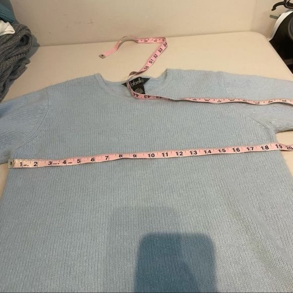 VINTAGE RAFAELLA ANGORA LAMBSWOOL ROUND NECK SHORT SLEEVE CROPPED SWEATER L - Picture 4 of 4